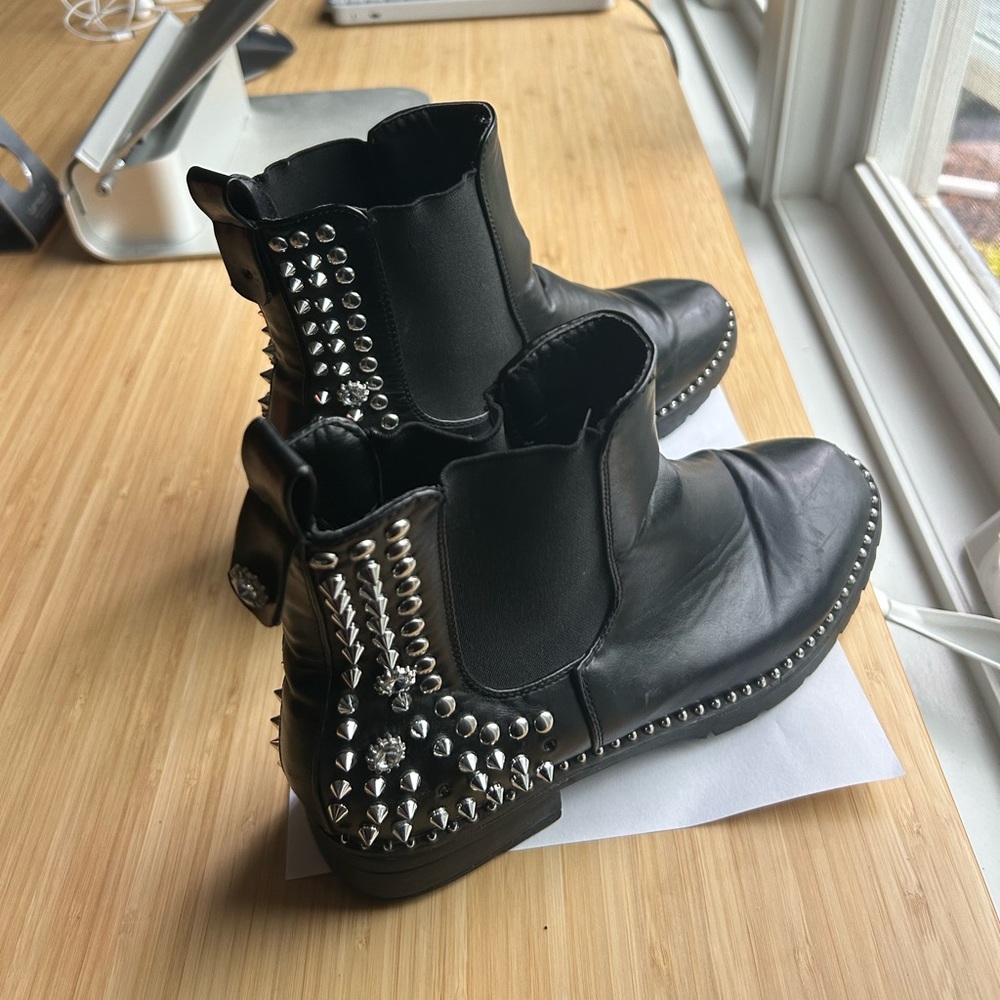 Zara studded combat Chelsea boots
